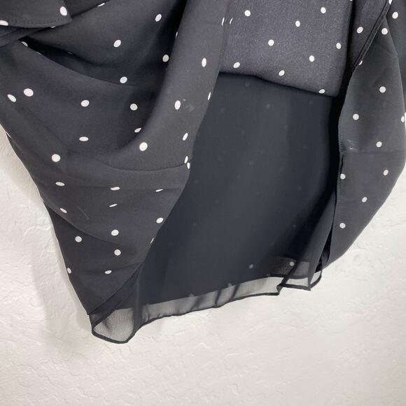 CeCe Bed of Roses Black Polka Dot Bell Sleeve Shift Mini Dress 2 - Picture 7 of 10